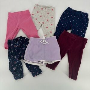 Lot of 6 baby Girl 3-6 Month Pants Bottoms Skort Leggings Pink Spring Summer